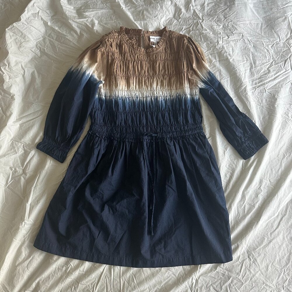 Apiece Apart Aldea Smocked Mini Dress in Navy Shibori (Small)